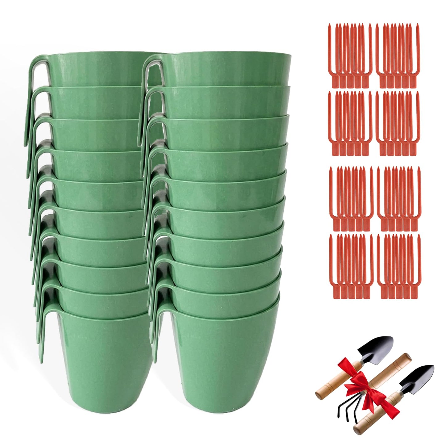 Strawberry Rooting Cup Kit with 20 Forks, Strawberry Propagation Cups, Space-Saving Hanging Design, Plastic Planter for Garden, Greenhouse, and Balcony (Large,green20pc)