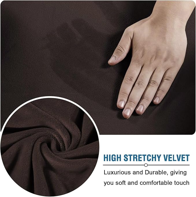 H.VERSAILTEX Real Velvet Plush 3 Piece Stretch Sofa Covers Couch Covers