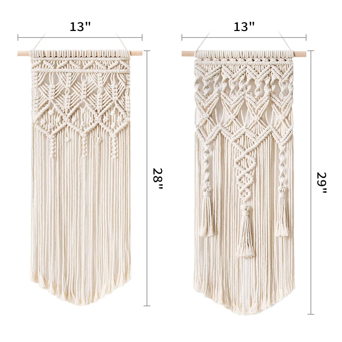 Mkono Set of 4 Boho Macrame Woven Wall Hanging and Wooden Bead Garland for Bedroom, Living Room, Nursery Dorm, Teen Girl Gifts