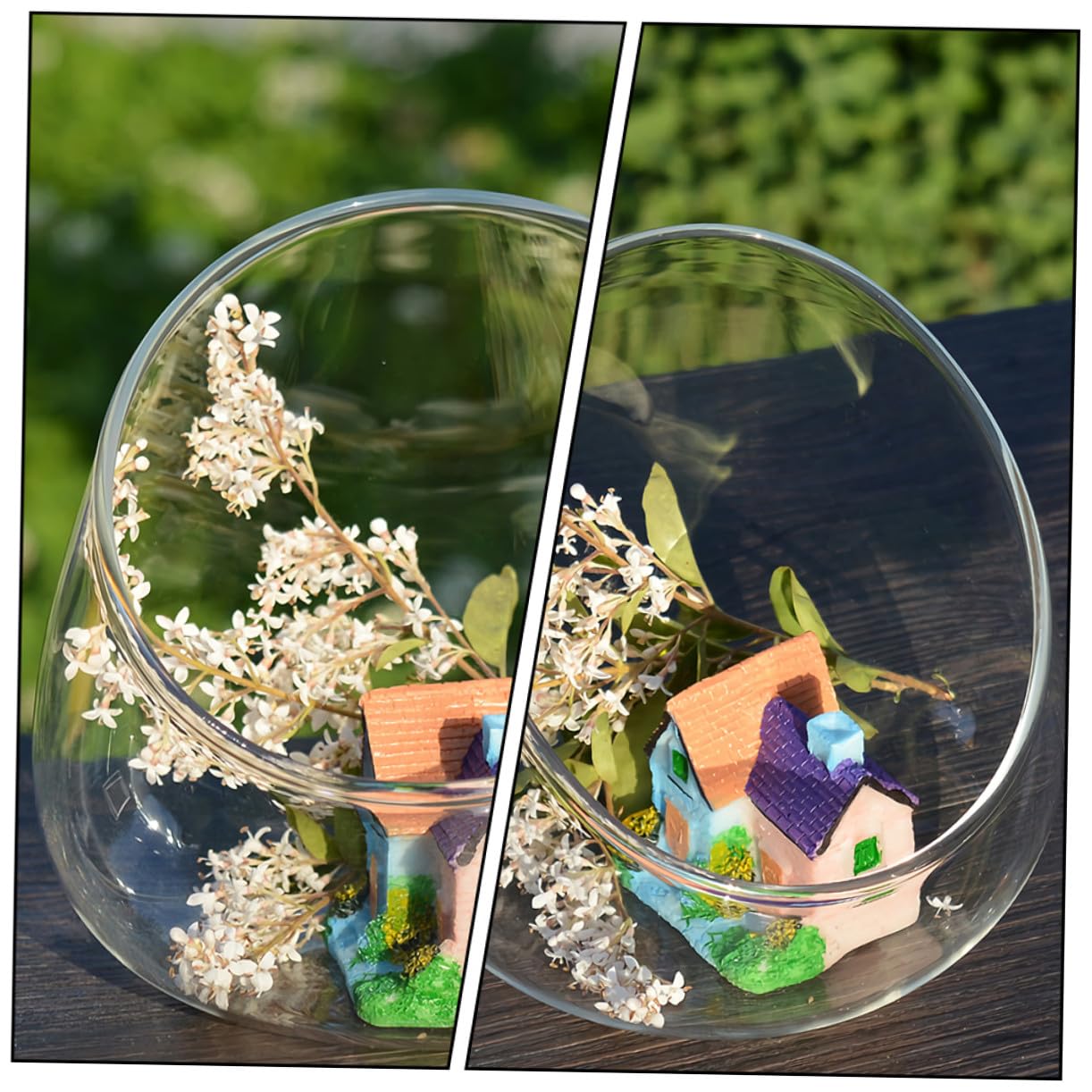 HOODANCOS 3pcs Glass Slant Cut Terrarium Bottle Decorative Micro Landscape Display for Succulents Plants for Home Decor Unique Ornament