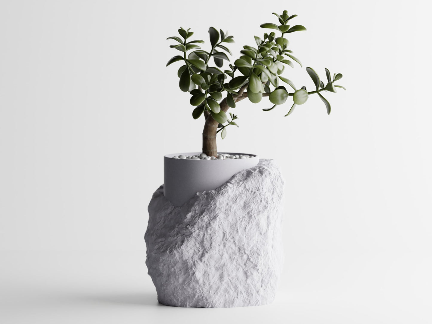 Gallery of Drip Realistic Stone-Inspired Garden Rock Planter – Unique Succulent and Indoor Plant Pot – Modern Flower and Outdoor Planters for Shelf Decor & Gifts (White Marble Stone)