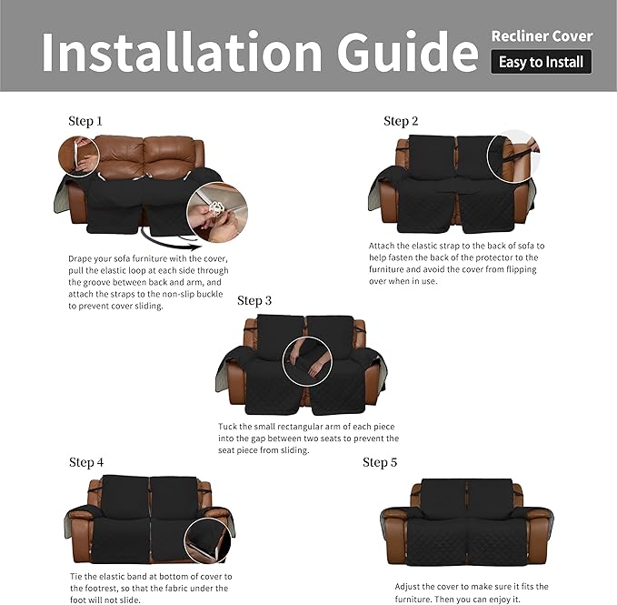 Easy-Going Oversized Loveseat Recliner Cover, Reversible Couch Cover