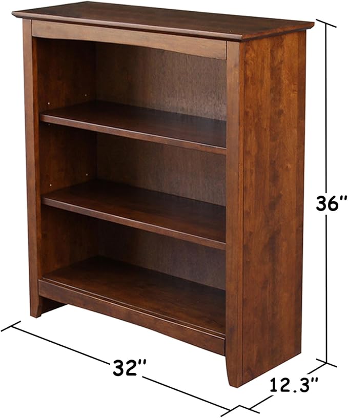 Solid Wood Bookcase 36" High, Adjustable Shelves, Kitchen/Dining Furniture