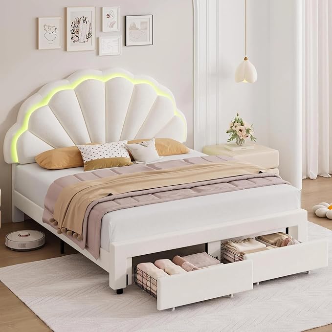 HIFIT Queen Upholstered Smart LED Bed Frame