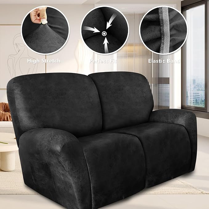 ANARACHON Loveseat Recliner Cover Leather Look Recliner Loveseat Covers