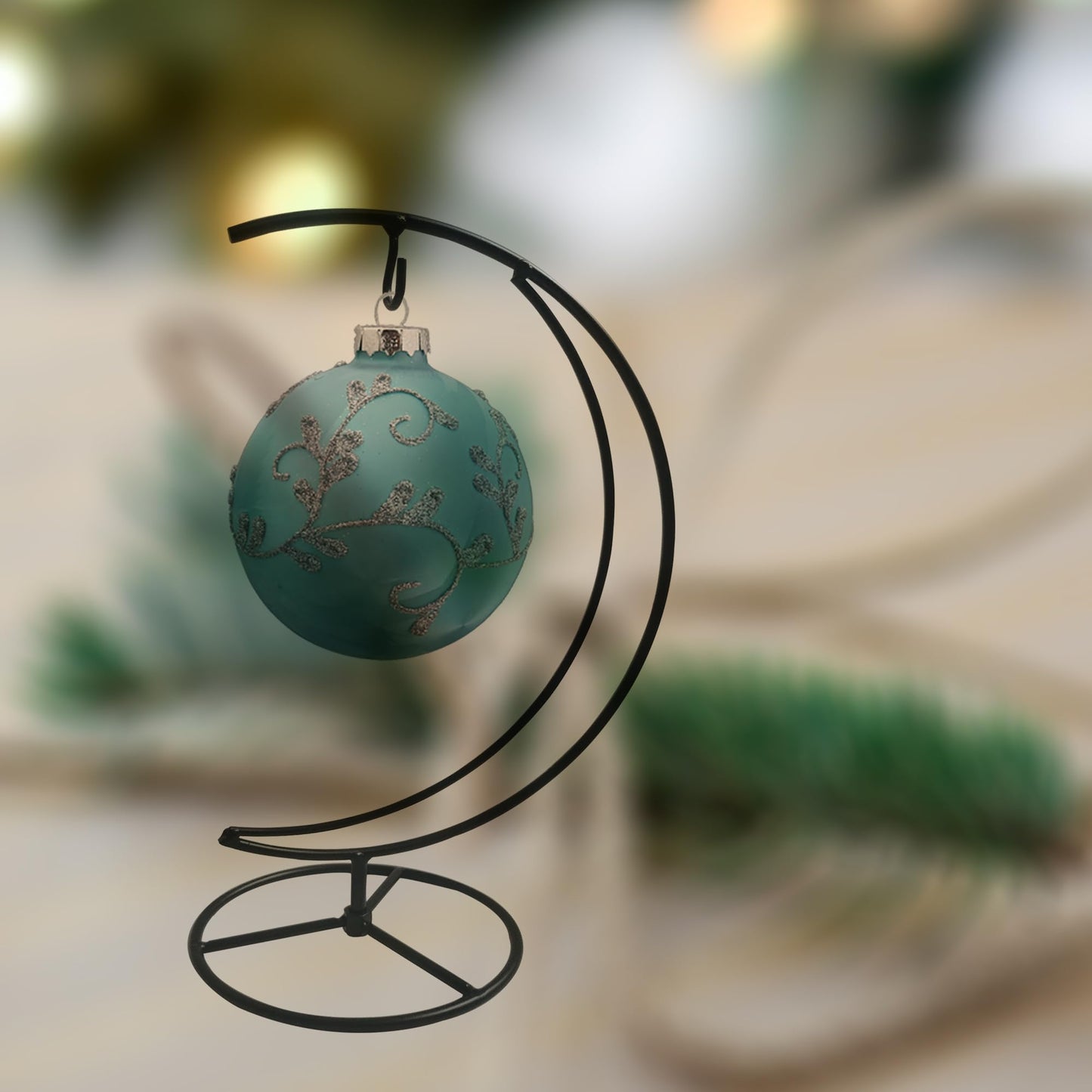 WOCTDTHW Ornament Display Stand Holder Iron Hanger for Chrismas Hanging Glass Globes (Moon Shape 2 Pcs)