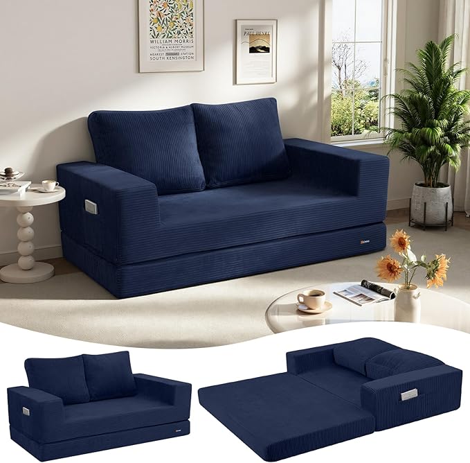 COMAX Convertible Sofa Bed Queen, Folding Fold Out Couch Bed, Floor Futon Couch