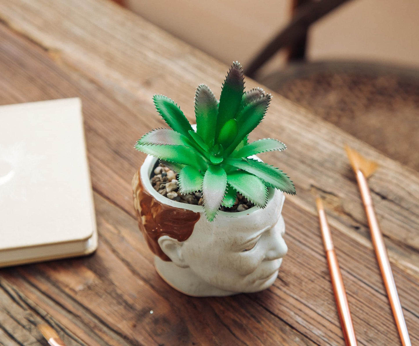 Toynk Halloween Michael Myers 3-Inch Ceramic Mini Planter with Artificial Succulent | Small Flower Pot, Faux Indoor Plant