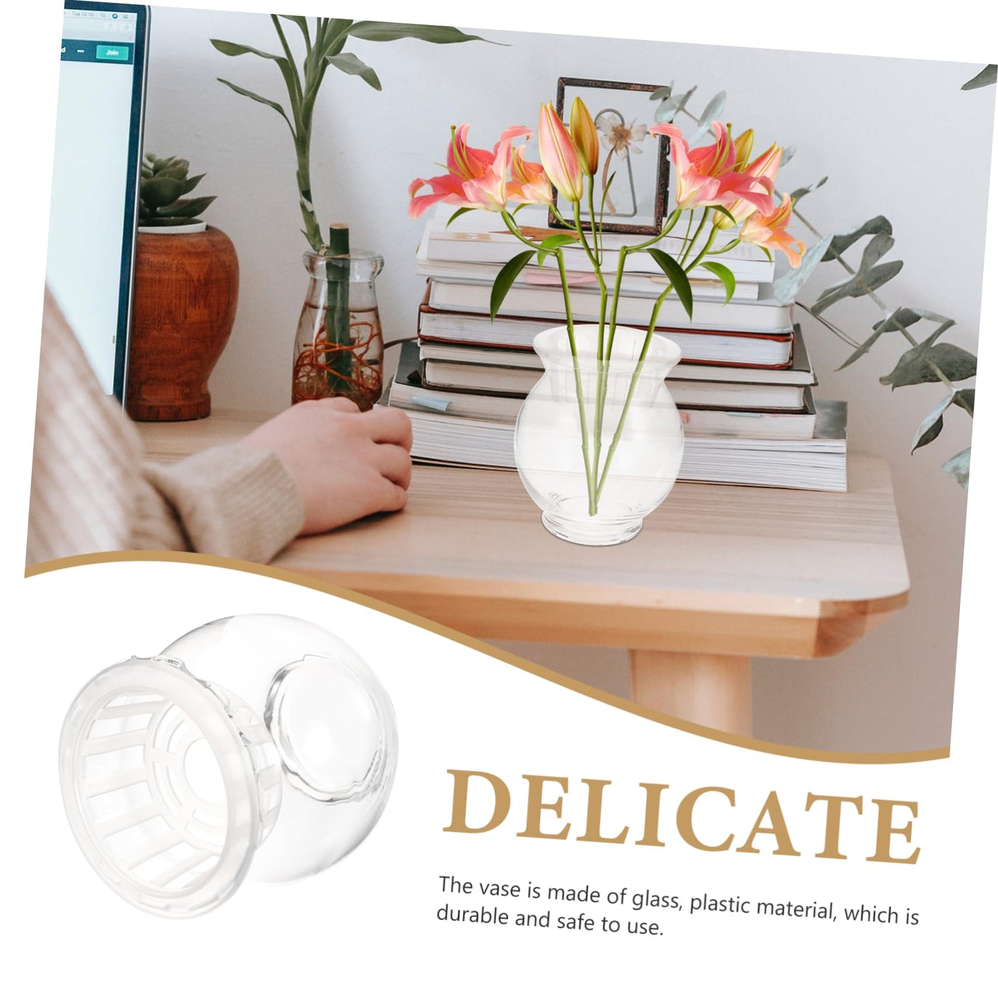 Toyvian Transparent Glass Hydroponic Vase for Plants Arrangement Creative Desktop Terrarium for Flower Display Aquatic Basket for Plants and Stylish Home Decor
