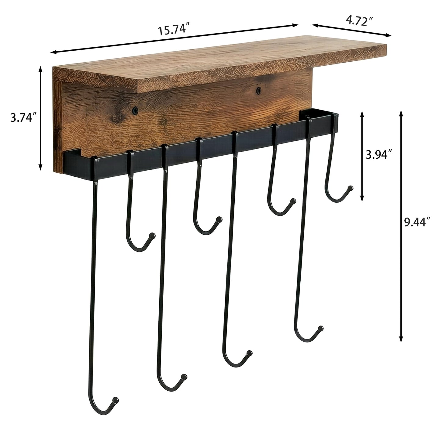 yeavs Wall Mounted Mug Holder with 8 Hooks