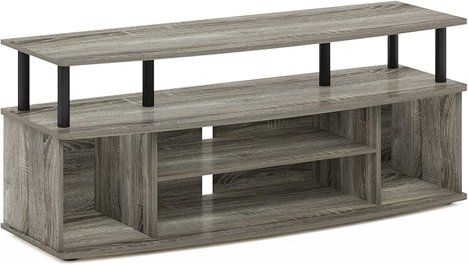 Furinno Jaya Large Entertainment Center Hold up to 55-in TV, French Oak/Black