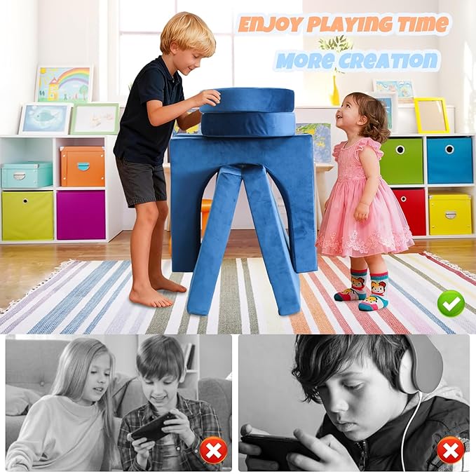 10 Pcs Modular Kids Play Sofa – Versatile Convertible Foam Cushion That Doubles