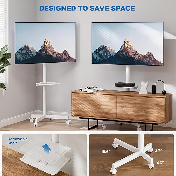 Mobile TV Stand for 23-65 Inch LCD LED Flat/Curved Panel Screen TVs, Height