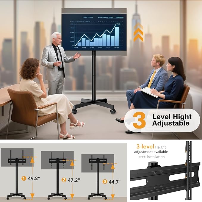Hemudu Mobile TV Stand for 23-60 Inch LCD LED Flat/Curved Screen TVs, TV Cart