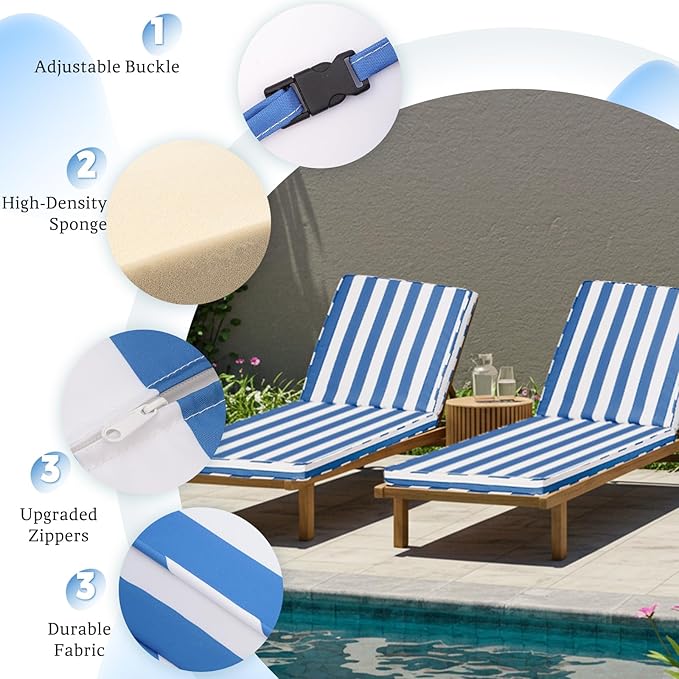 Chaise Lounge Cushions Outdoor Set of 2