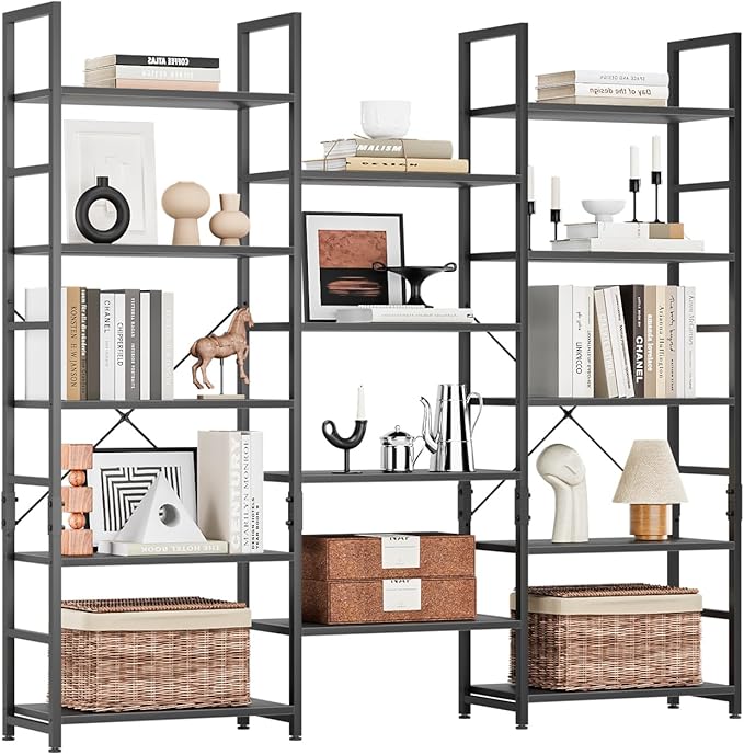 NUMENN Triple 5 Tier Bookshelf, Wide Book Shelf