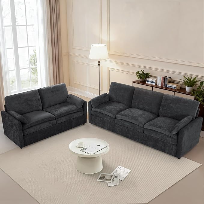 2 Pieces Chenille Sofa Set