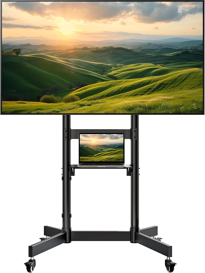 Heavy-Duty Rolling TV Stand for 55–100" Screens — Supports 165 lbs, Stable