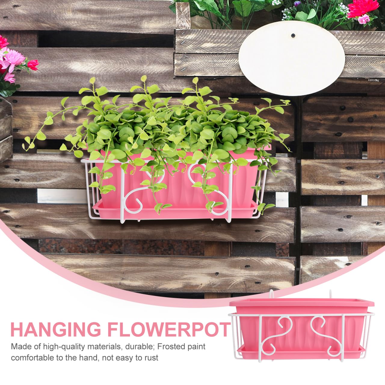 DOITOOL Railing Planter Box 14 x 7 Inch Balcony Hanging Basket Iron Plant Holder Fence Planters Pot Holder for Outdoor Plants