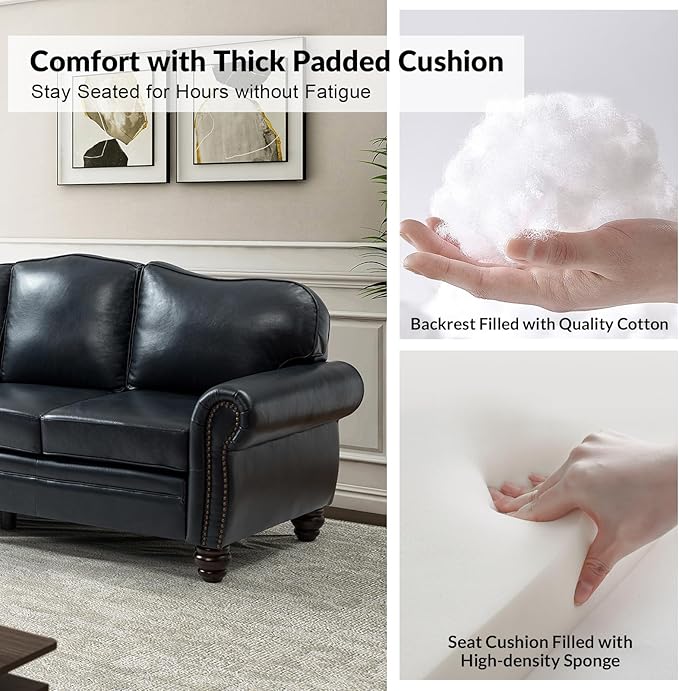Classic 3-Seater Sofa with Premium Leather Upholstery, Stylish & Comfortable