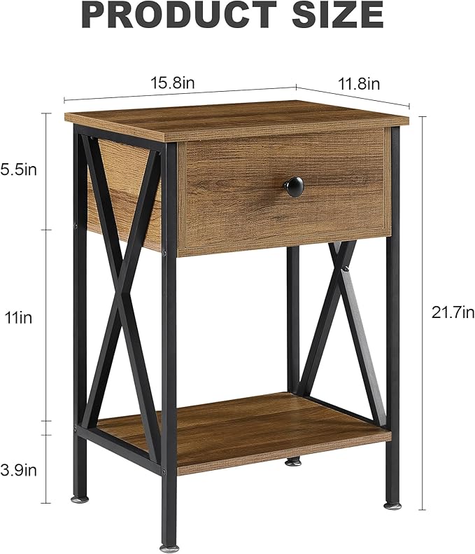 VECELO Nightstands Set of 2, Modern Bedside End Tables, Night Stands