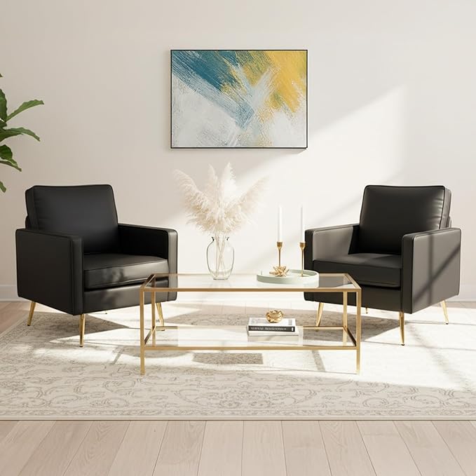 VINGLI Modern PU Leather Accent Chairs Set of 2, Single Sofa Chair