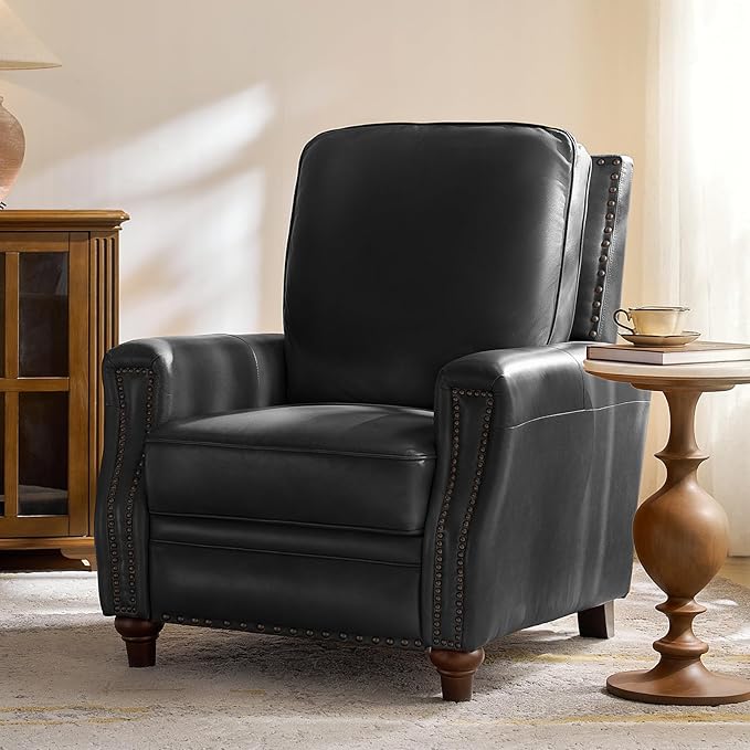 HULALA HOME Genuine Leather Manual Recliner Chair