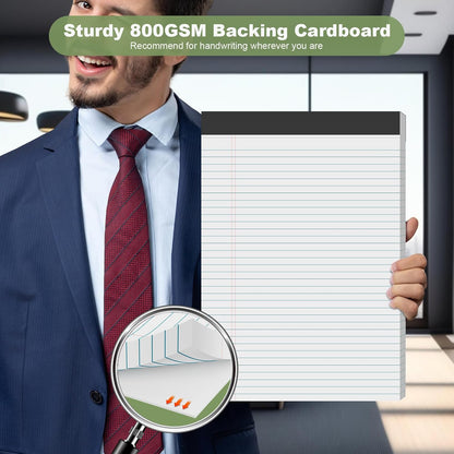 4 Pack Note Pads 8.5 x 11 White Legal Pads Narrow Ruled - 30 Sheets Per Notepad, Double-Side Printed Thick Writing Pads, Perforated Legal Pad 8.5 x 11 Notepads Paper for School College Office Business