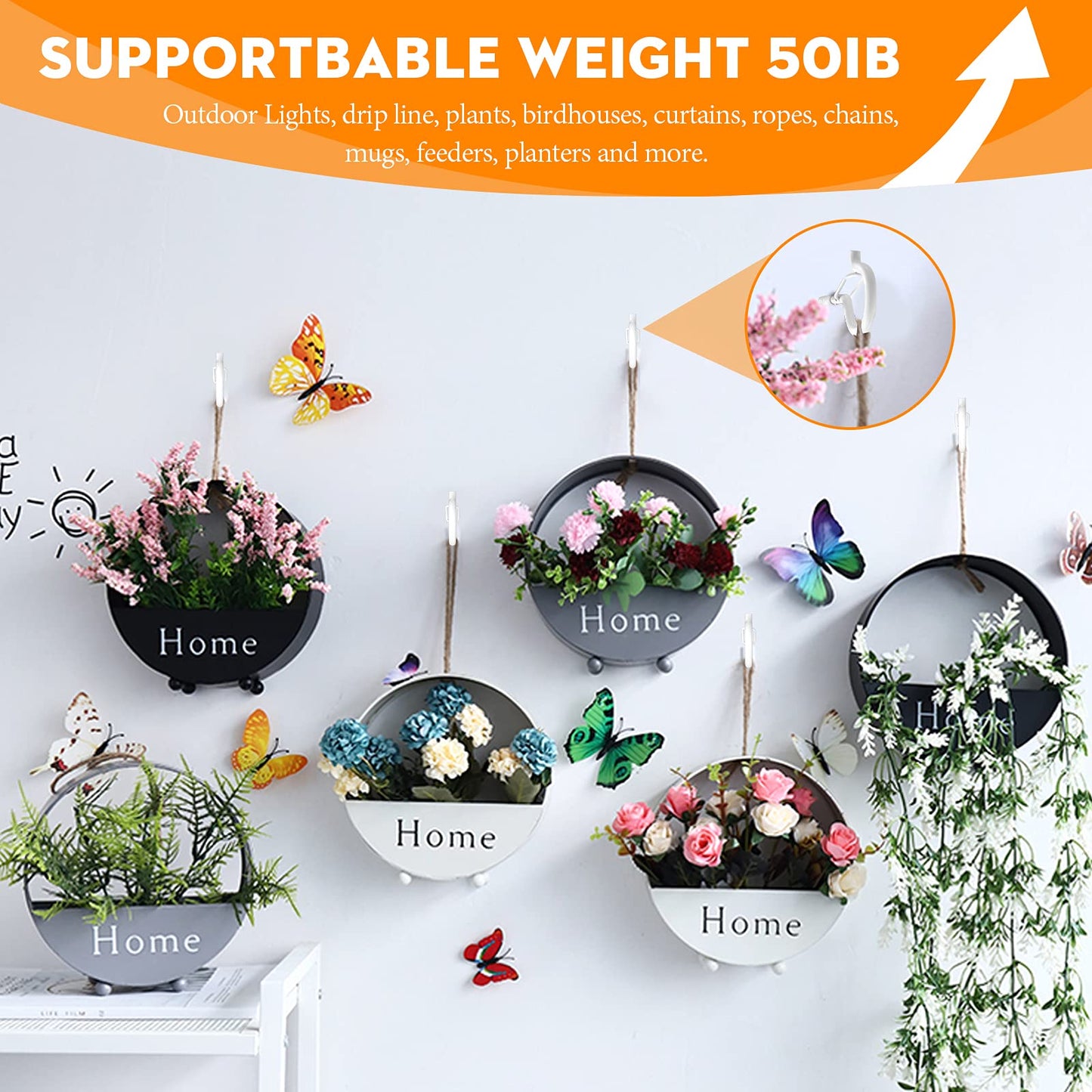 GIPTIME 32Pcs Q-Hanger Hooks with Safety Buckle, Windproof Screw Hooks for Hanging Outdoor String Lights, Plants, Christmas Decorations, Includes Wing Nut Driver, White