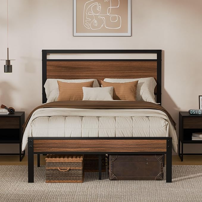 Z-hom Easy Assembly Sturdy Metal Platform Bed, Full Size Bed Frame