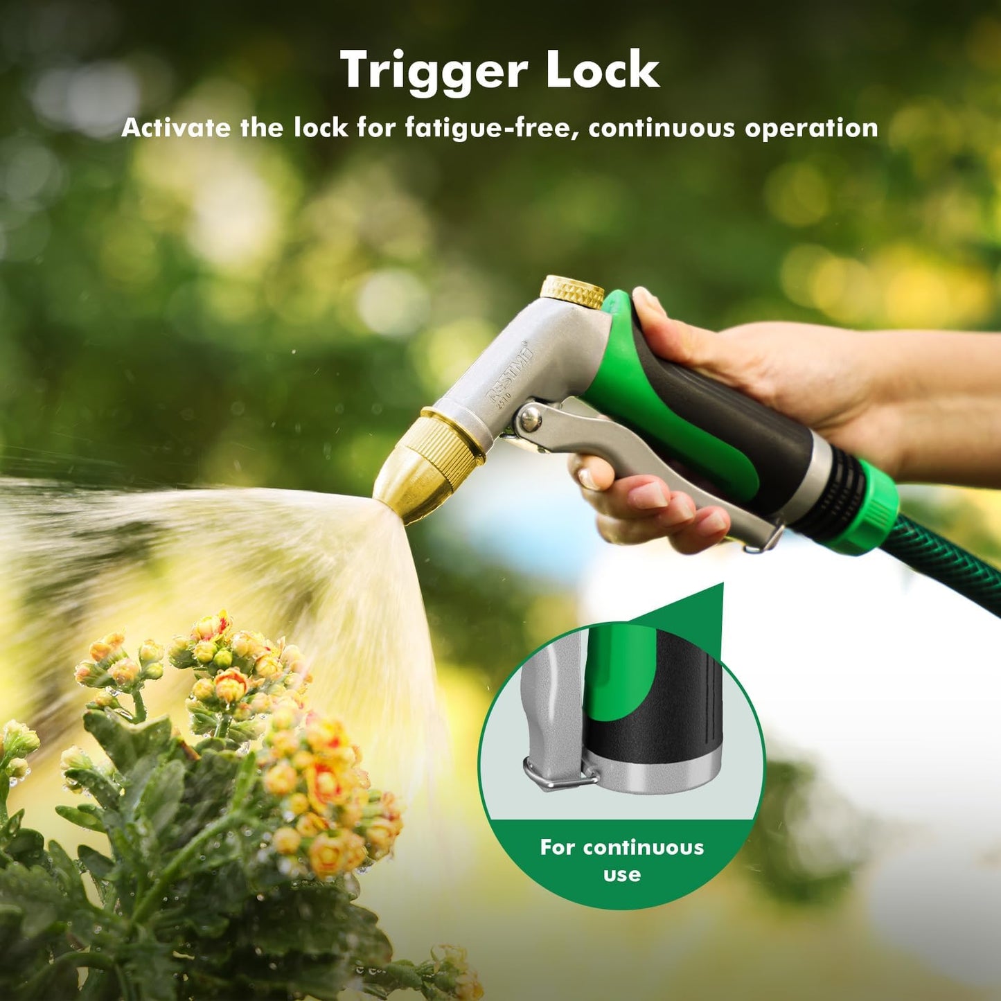 RESTMO Heavy Duty Metal Water Hose Nozzle, High Pressure Garden Hose Nozzle, Hose Sprayer Nozzle with Adjustable Spray Patterns for Garden Watering, Car Washing, Patio and Pet, Green