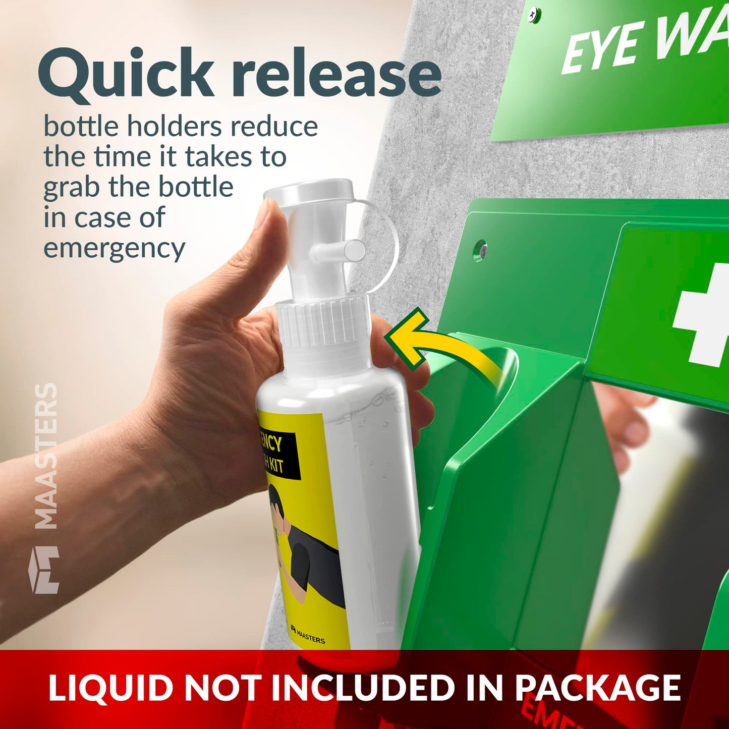 MAASTERS BPA Free Portable Eye Wash Station OSHA Approved - Wall-Mounted First Aid Eye Wash Kit w/Mirror & 2X 16oz Empty Bottles - No Eye Wash Solution Included - Emergency Eyewash - Set of 2