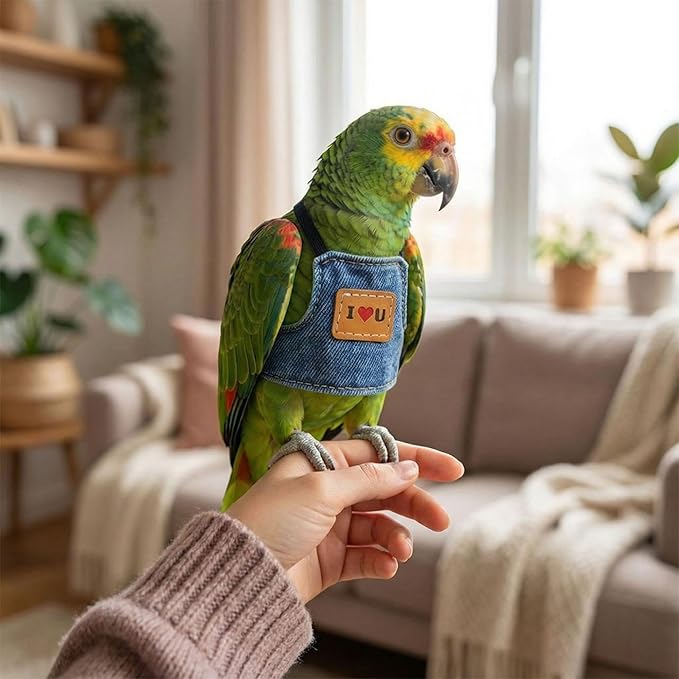 2-Pack， Adjustable Bird Harness & 78.7" Leash Set, Anti-Bite Nylon Flying Rope for Outdoor Training, for XS Small Parrots, Mini Macaw, Scarlet, Keck & Similar Sized Birds (Blue, L)