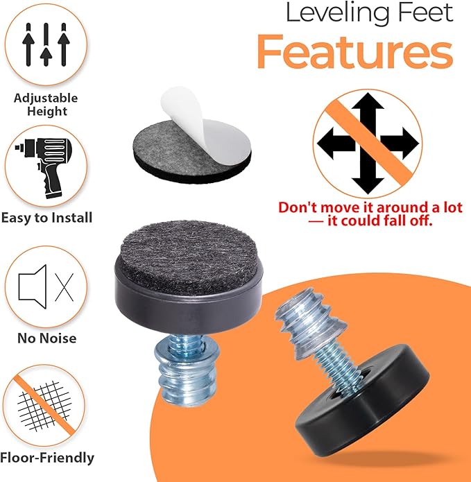 24 Pack M6 Thread Adjustable Furniture Levelers