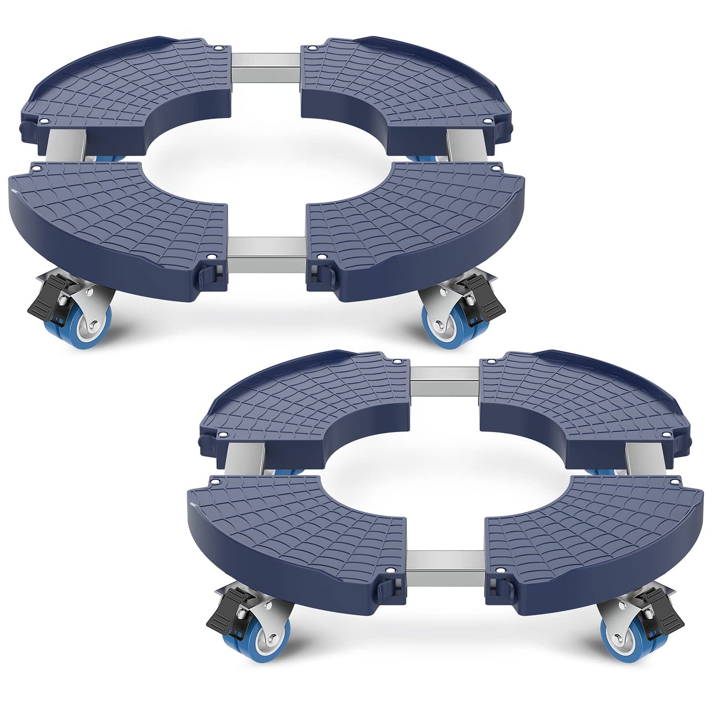 VANCASTLE Plant Caddy with Lockable Wheels Heavy Duty 450lbs Capacity, 15-22 Inch Adjustable Plant Stand with Wheels Rolling base, Plant Dolly for Flower Pot Mover Indoor Outdoor, Blue, 2 Pack