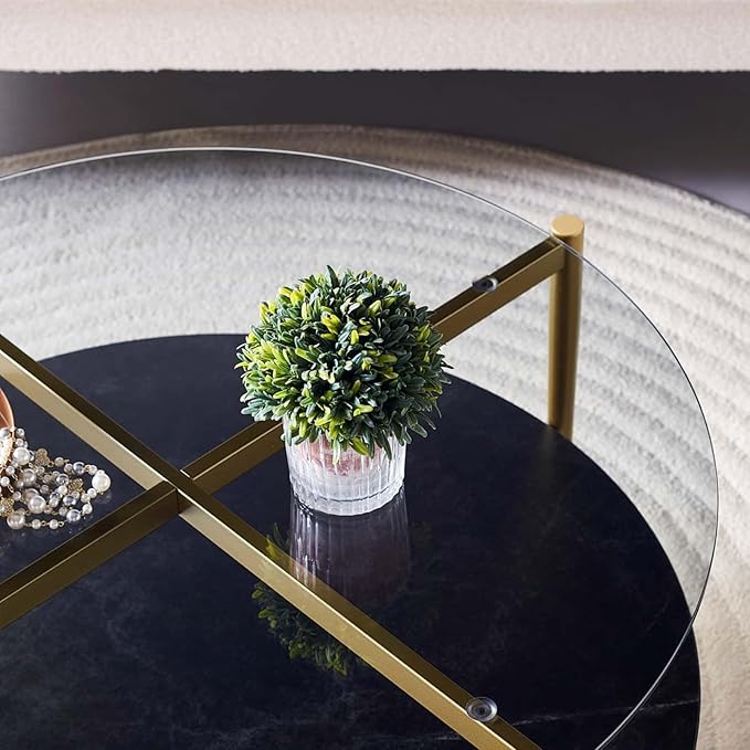 LumFurn Round Coffee Table for Living Room, Mid-Century Modern Design, D30 x H17
