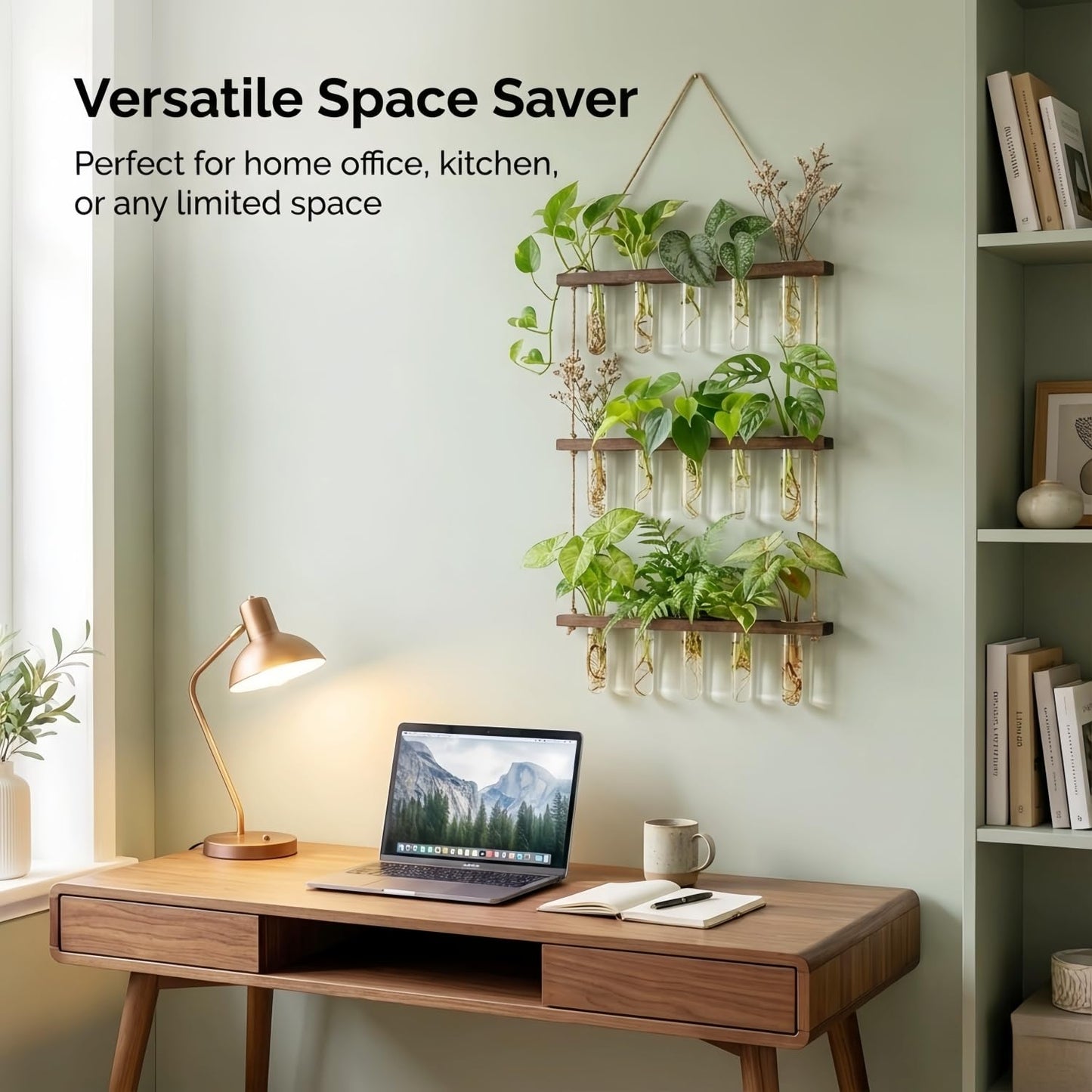 Unijoy Glass Hanging Plant Propagation Station - 3-Tier Wall Planter with Hydroponic Tube Vases - Stylish Indoor Terrarium for Tiny Home Office Decor & Ideal Gift for Plant Lovers