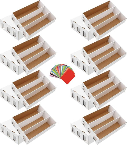 8 Pack Trading Card Storage Box, 18800+ Count Card Storage Box with 48 Card Divider White Sports Card Storage Box Cardboard Card Organizer Box Bulk Card Case Trading Card Box for Sport Basketball Card
