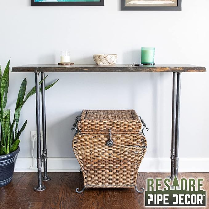 Restore by Pipe DÉCOR Live Edge Wood Console Table 48 in. x 16 in. x 34 in.
