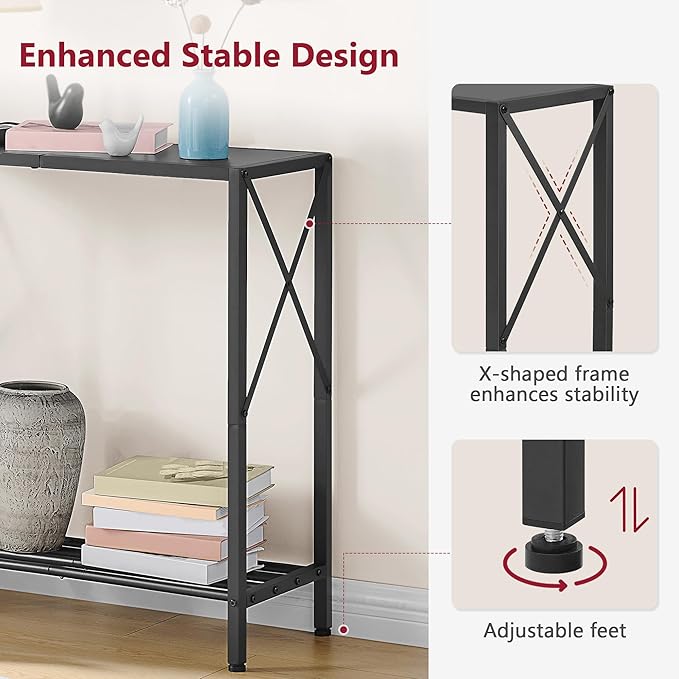 Tajsoon Small Entryway Table, 2-Tier Narrow Consle Table