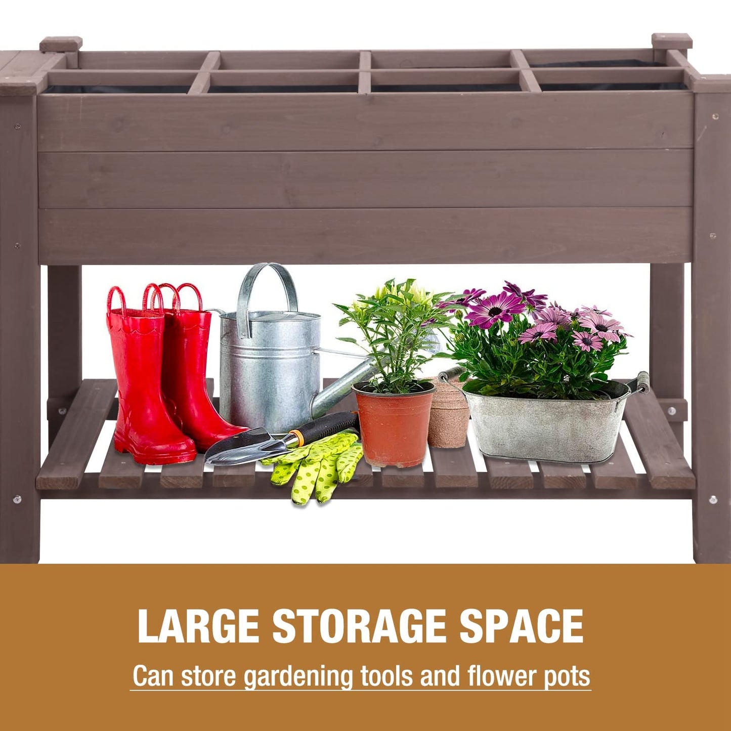 GUTINNEEN Raised Garden Bed Mobile Outdoor Planter Box with Legs for Vegetables Flower Herb, Large Storage Garden Box on Wheels