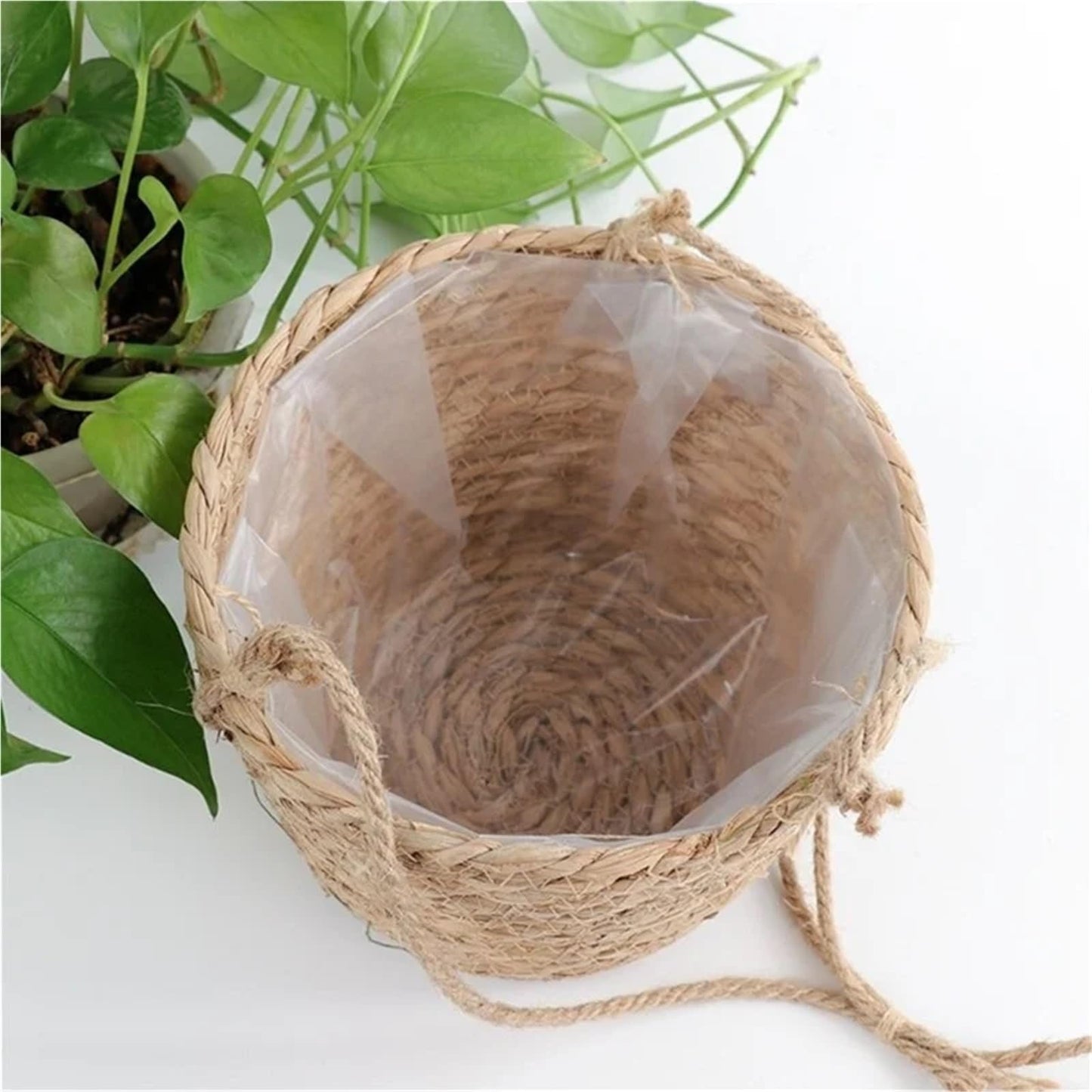 Garden Hanging Planter Storage Basket Jute Rope Woven Indoor Outdoor Flower Pot Holder Plant Hangers Home Decor