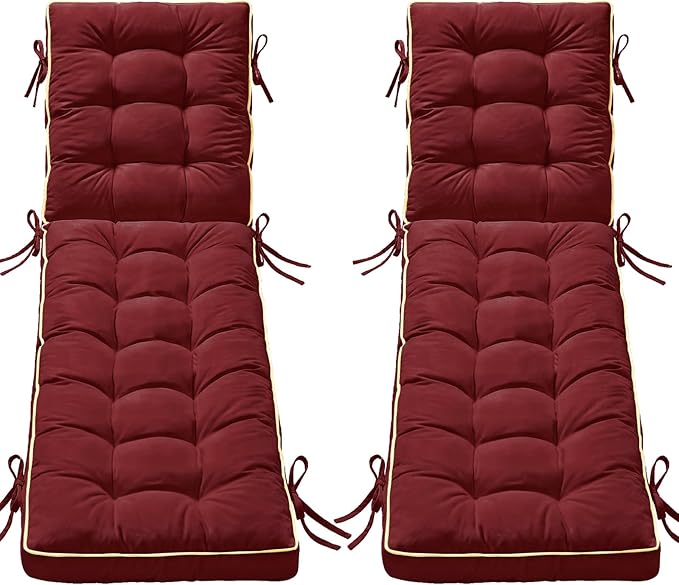 2 Pack 80x26 Inch Folding Chaise Lounge Cushion Quick Dry