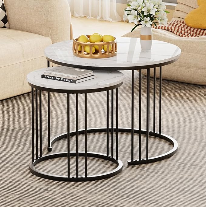Garden 4 you Coffee Table Faux Marble Nesting Table