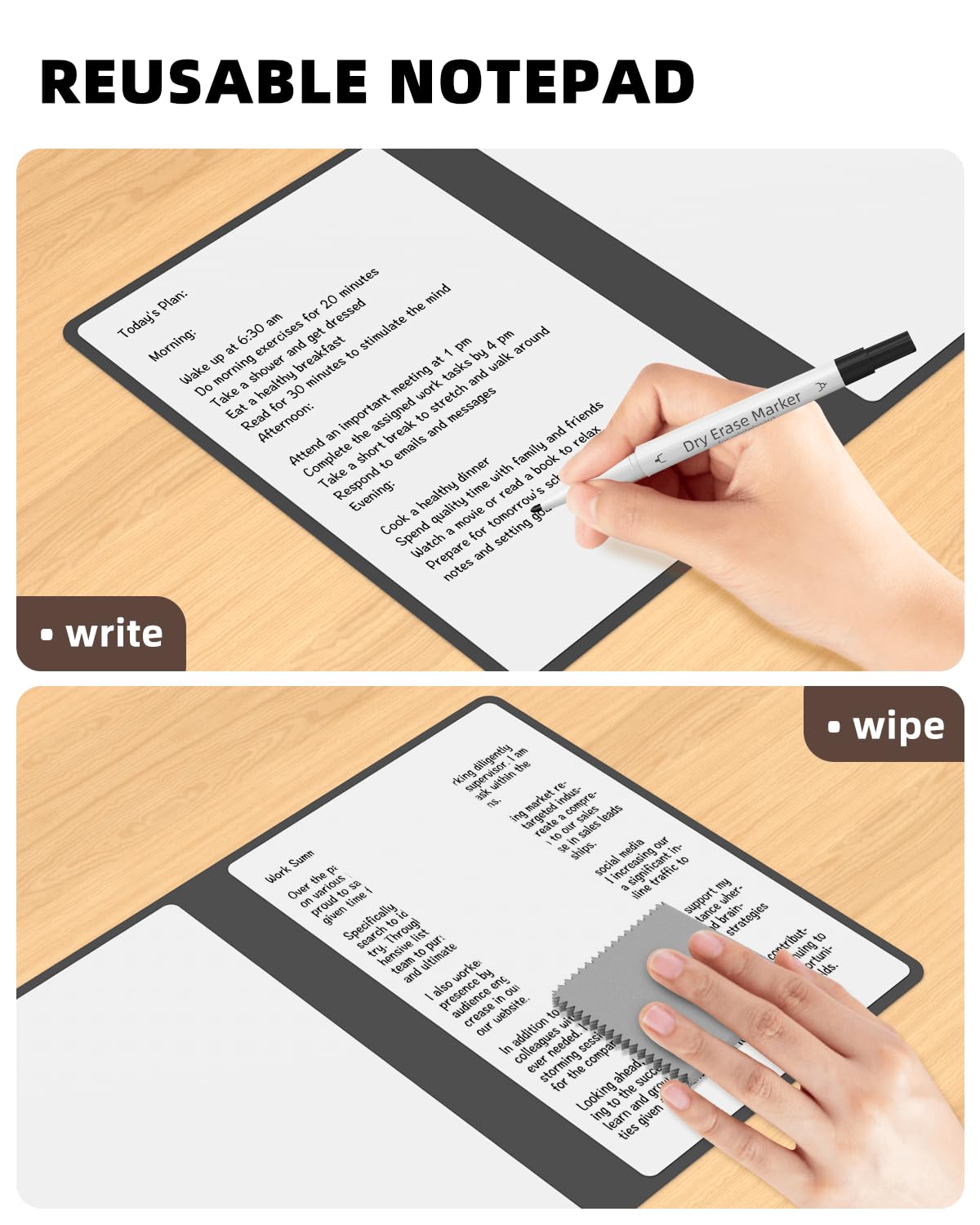 Mehaving Portable Small White Board Dry Erase Board, Reusable 9.5 * 6.6in Notebook Memo, Office Home Supplies Desk Accessories MH760 (Coffee)