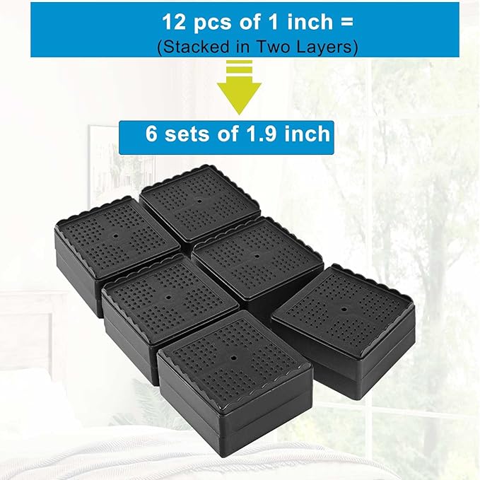 Bed Risers 1 inch, 2 inch, 3 inch, 4 inch Heavy Duty, Adjustable Furniture Riser