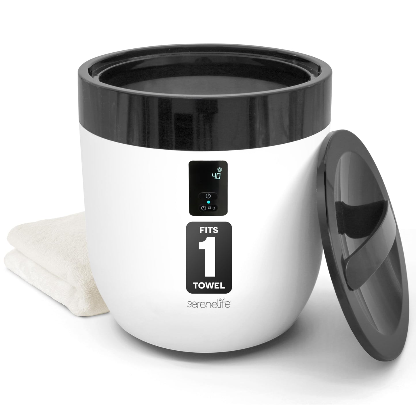 SereneLife Counter Towel Warmer Bucket - with Customized Fragrance for Spa and Bathroom, Luxury Heater, Auto Shut Off, Fits 1 Large Blanket, Bathrobe, PJs (Natural)