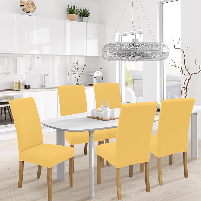 BIETYONE Stretch Dining Chair Covers Set of 6, Soft Removable Washable Kitchen