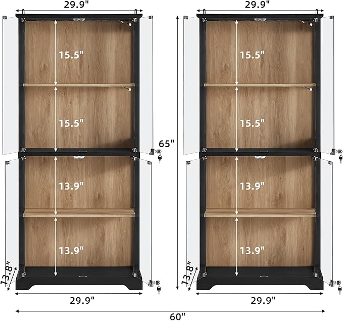 LELELINKY Farmhouse Display Cabinet Set of 2