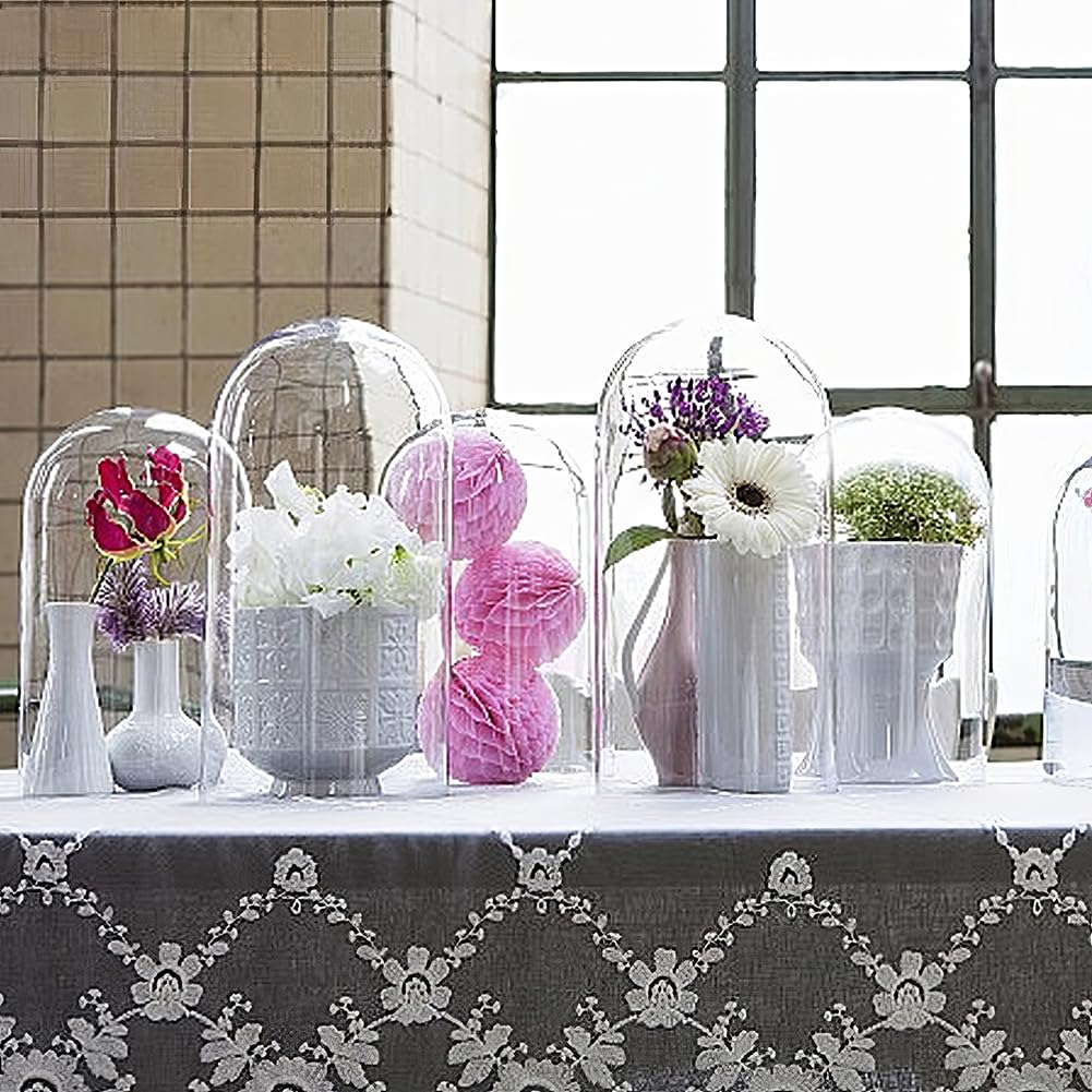 GOMAKERER 1 Pc Glass Display Dome Cloche, 4.45x5.91 Inch Cloche Bell Jar Terrarium with Cork Base Decorative Display Dome Case for Plants Flower Christmas Display Decoration, Clear